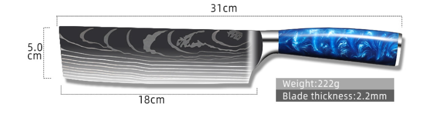 8-дюймовый нож шеф-повара с ручкой из синей смолы