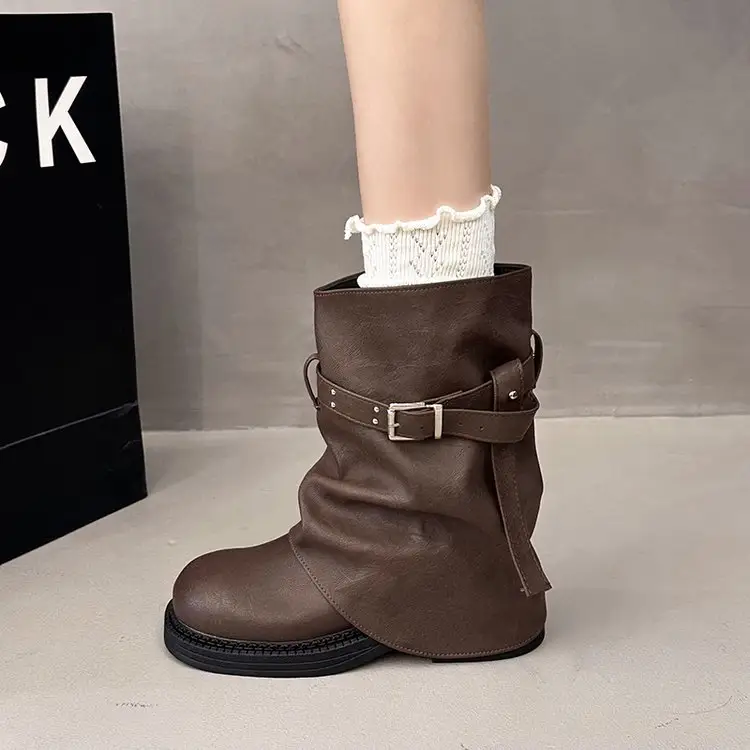 2026 Autumn New Women's Vintage Suede Stacked