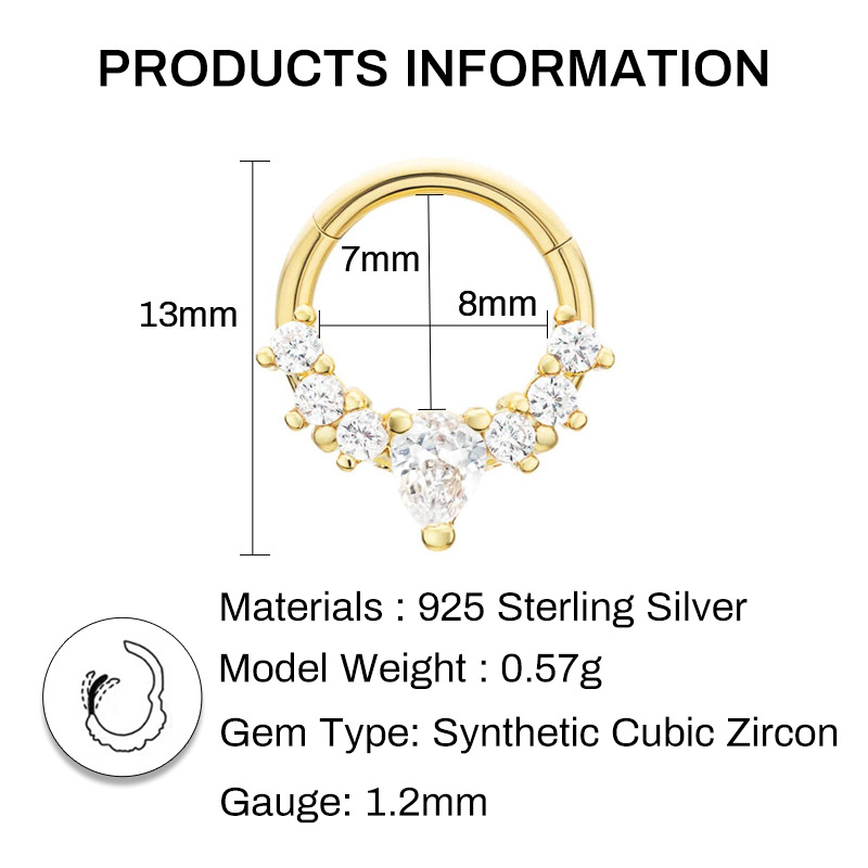 Title 1, S925 Sterling Silver Diamond-embedded Cartilage...