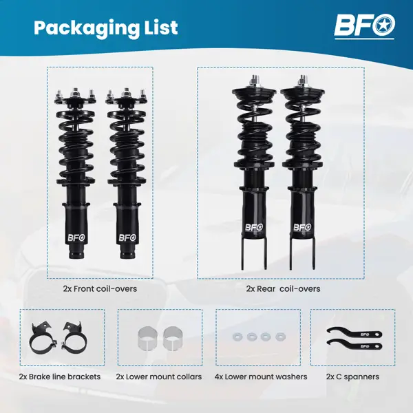 BFO Coilovers Height Adj. Struts For Civic 92-00 EG EJ EH Integra 94-01