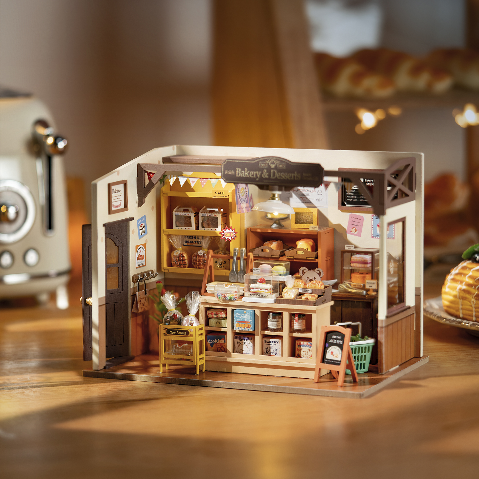 A miniature wooden toy of Becka's Baking House by Rolife, designed for kids. Model DG161.