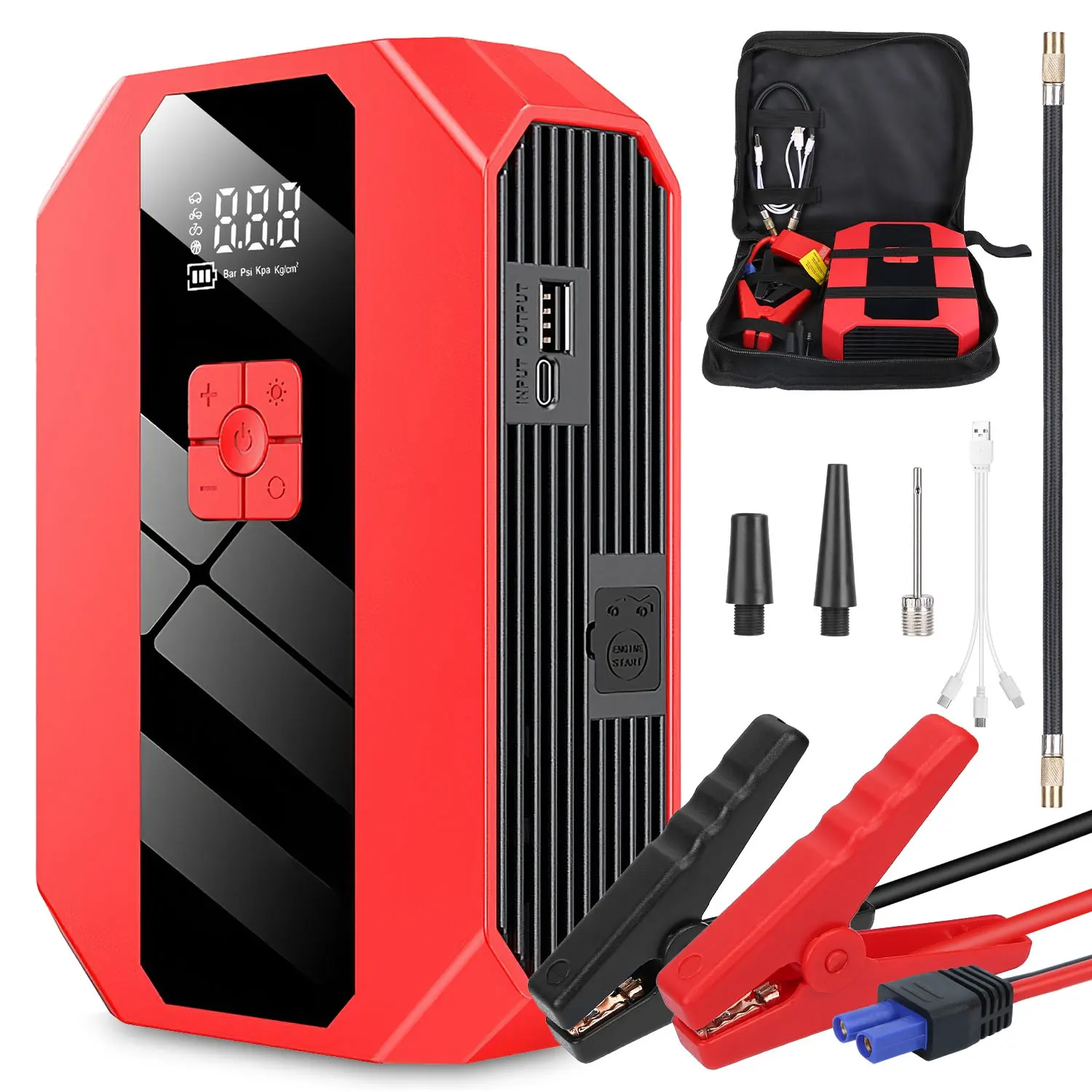 Portable Car Jump Starter Air Compressor 1500A