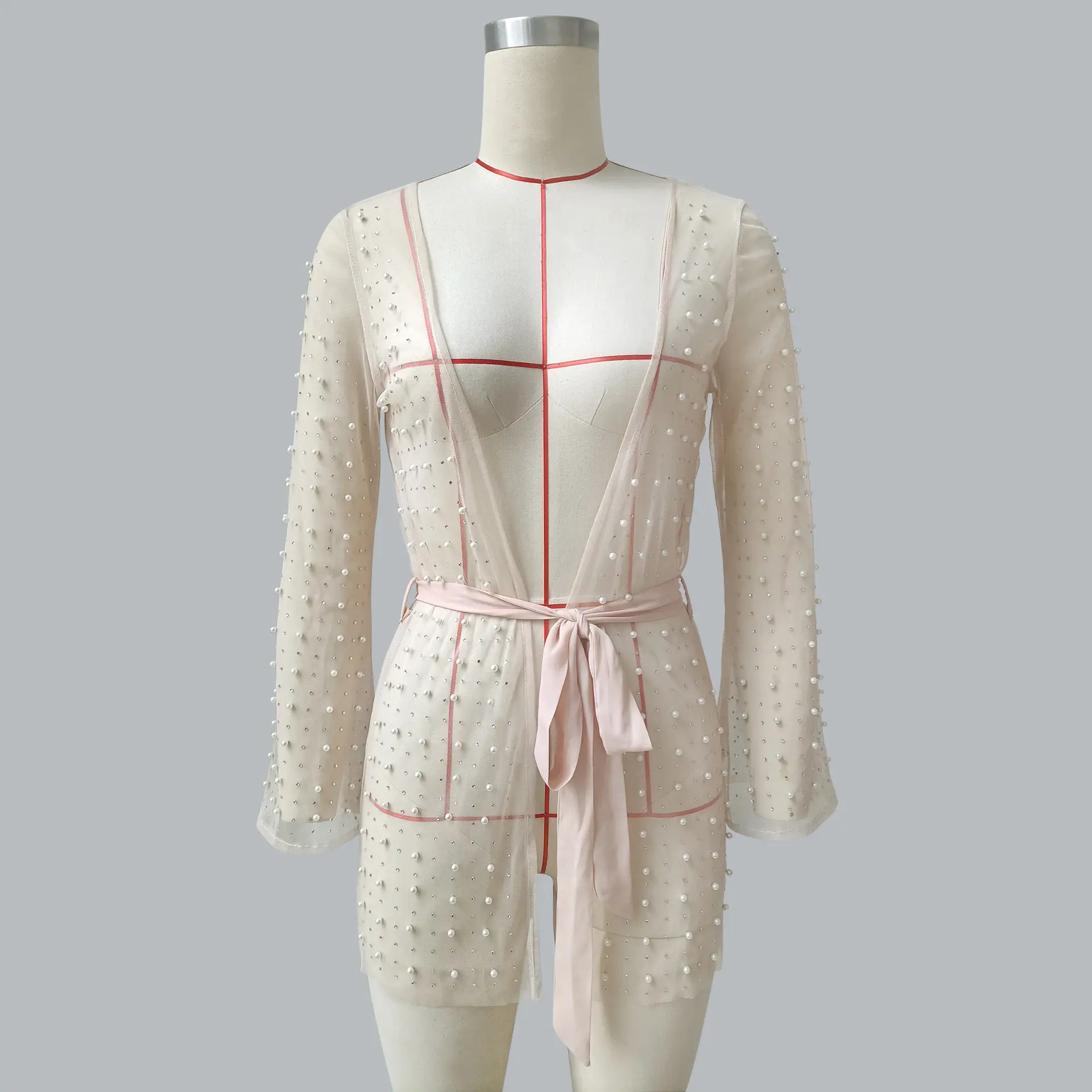 Women's Fashionable Elegant Light Diamond Bubble Bell Sleeve Dress