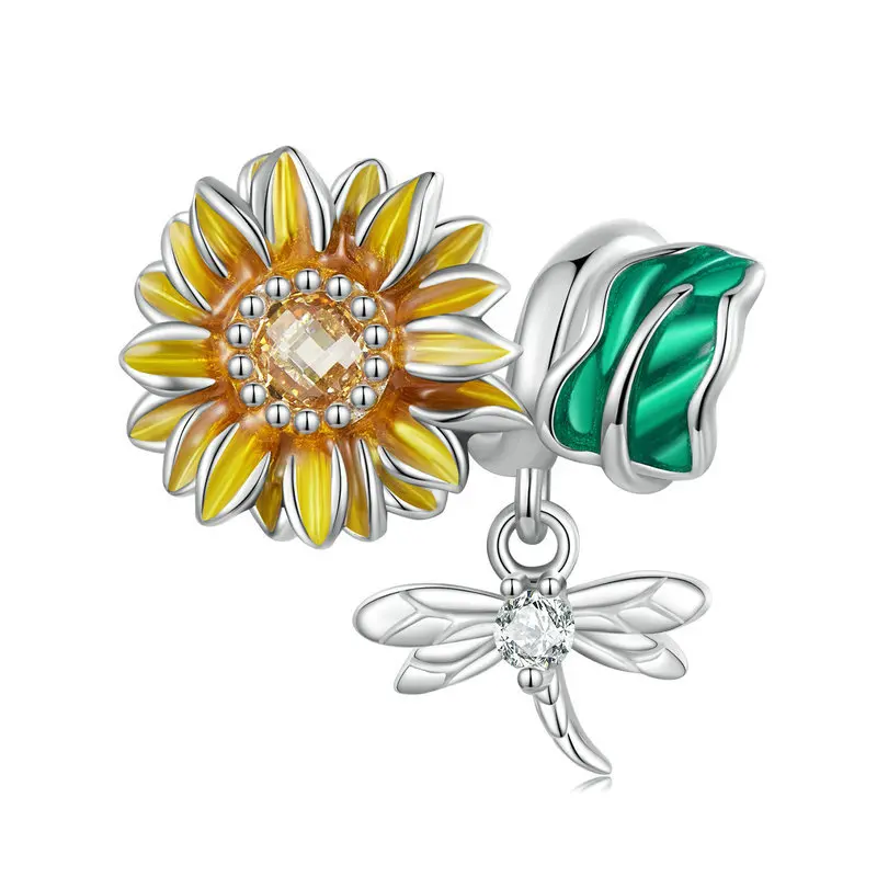 Silver Fashion Sunflower DIY Bracelet Beads