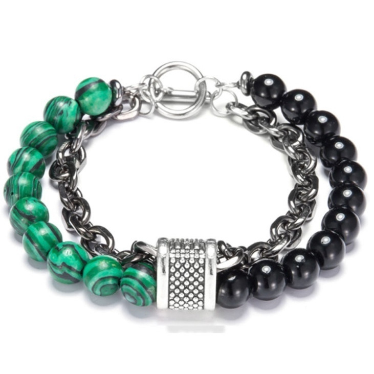 Beaded Chain Double Layer Men's Bracelet