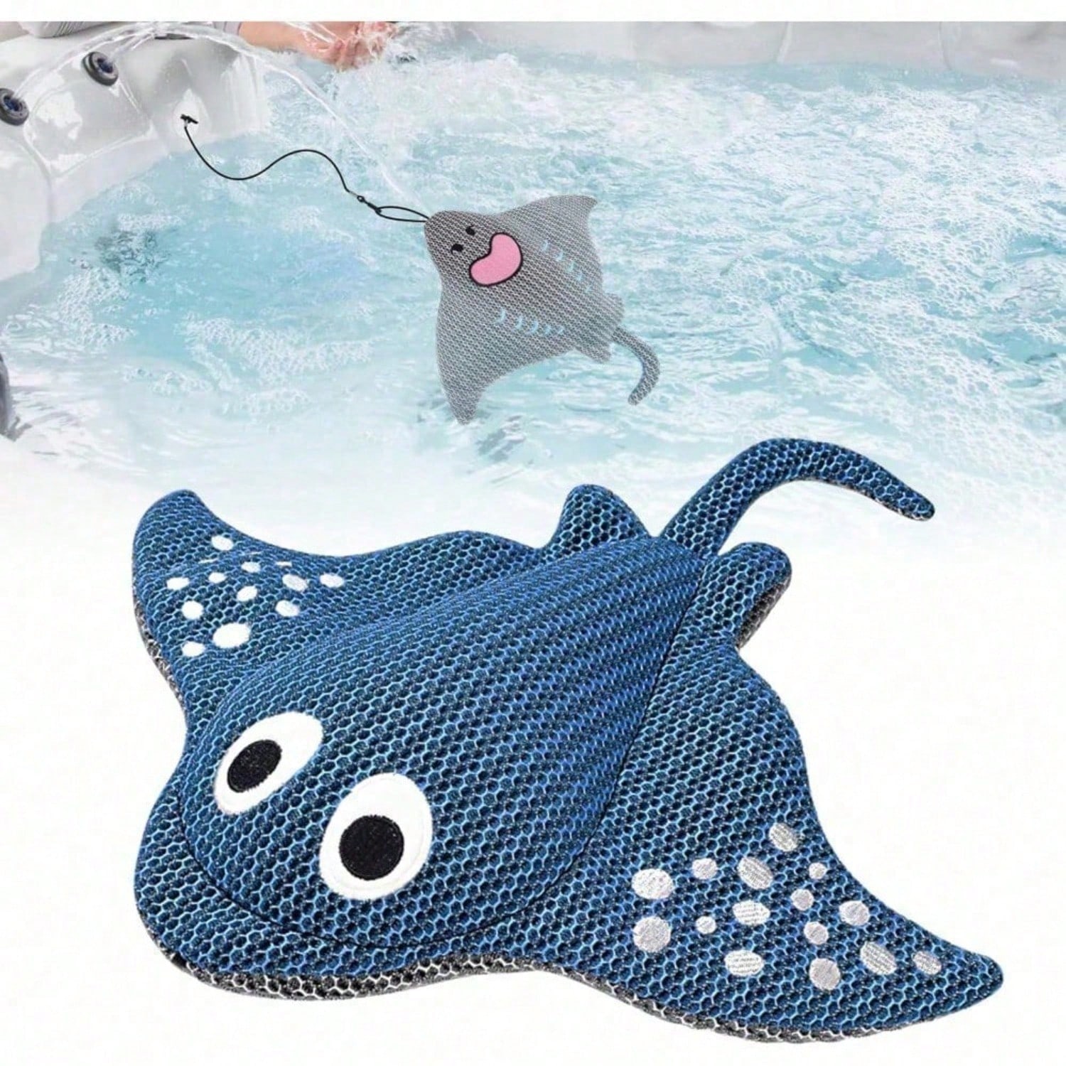 Stingray Turtle Design Floating Scum Cleaner, 3D Honeycomb Mesh Washable Reusable Sponge For Hot Tub Spa Pool Bathtub, Effectively Absorbs Oils Scum, Maintains Water Clarity And Extends Filter Life