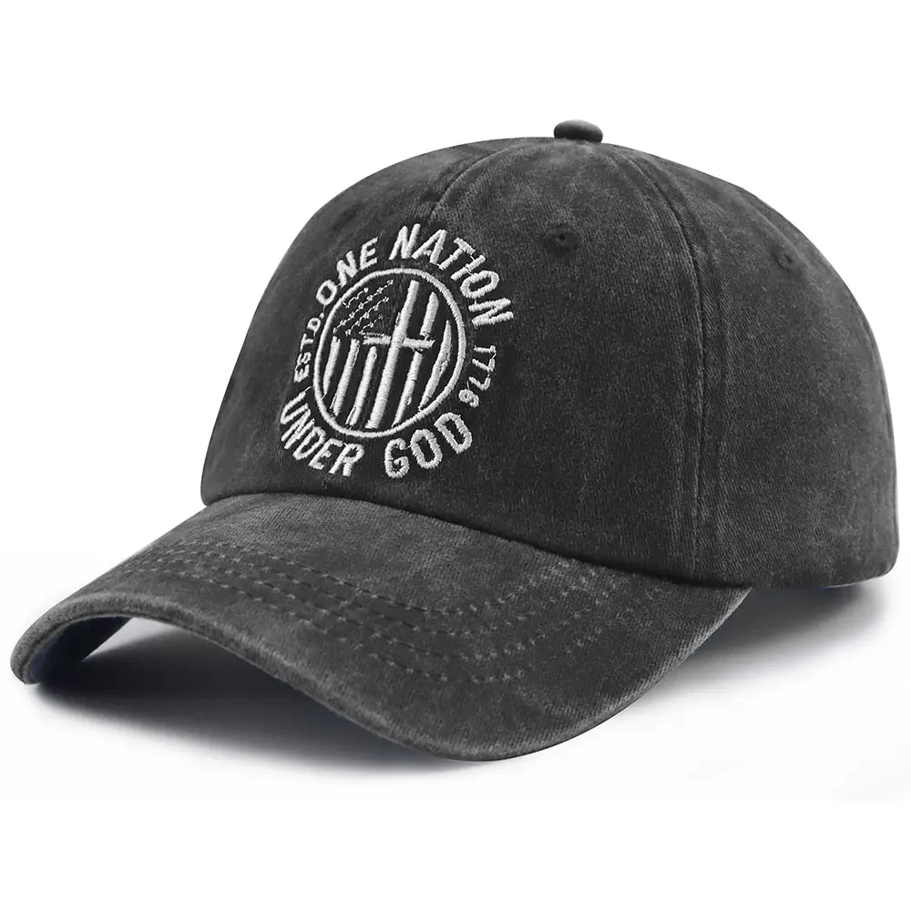 One Nation Under God Baseball Cap For Women Men, Adjustable Embroidered Wash Cotton Baseball Cap