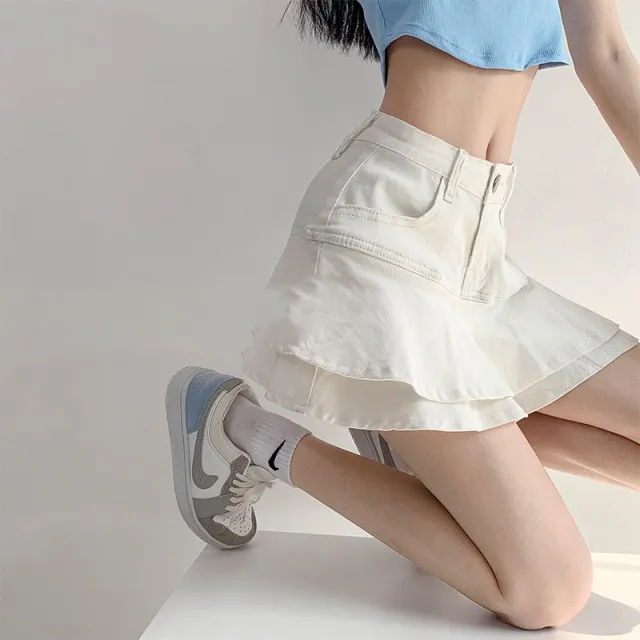 Women's White High Waist Denim Skirt White - Shop at LoveMi