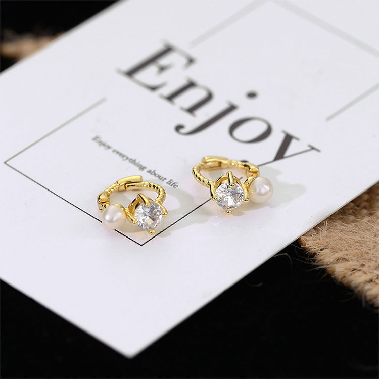 Gold-colored Zircon Earrings Fashion And Simplicity