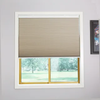 Raised Flag Day-Night Shade With Remote Control And Solar Panel-Full Blackout Motorized Shades For Home And Office-Cordless Organ Shade-Cordless Cellular Shade-Khaki