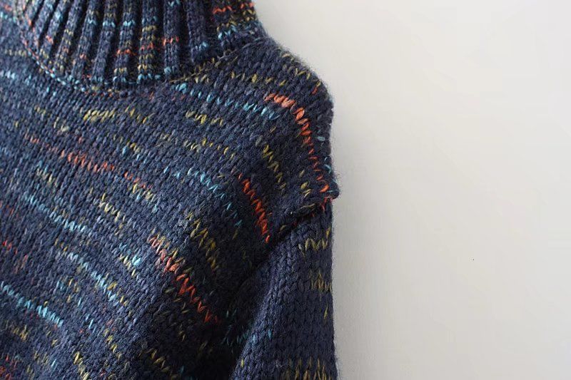 Ladies Mid Length Knit Turtleneck Long Sleeve Pullover Dress