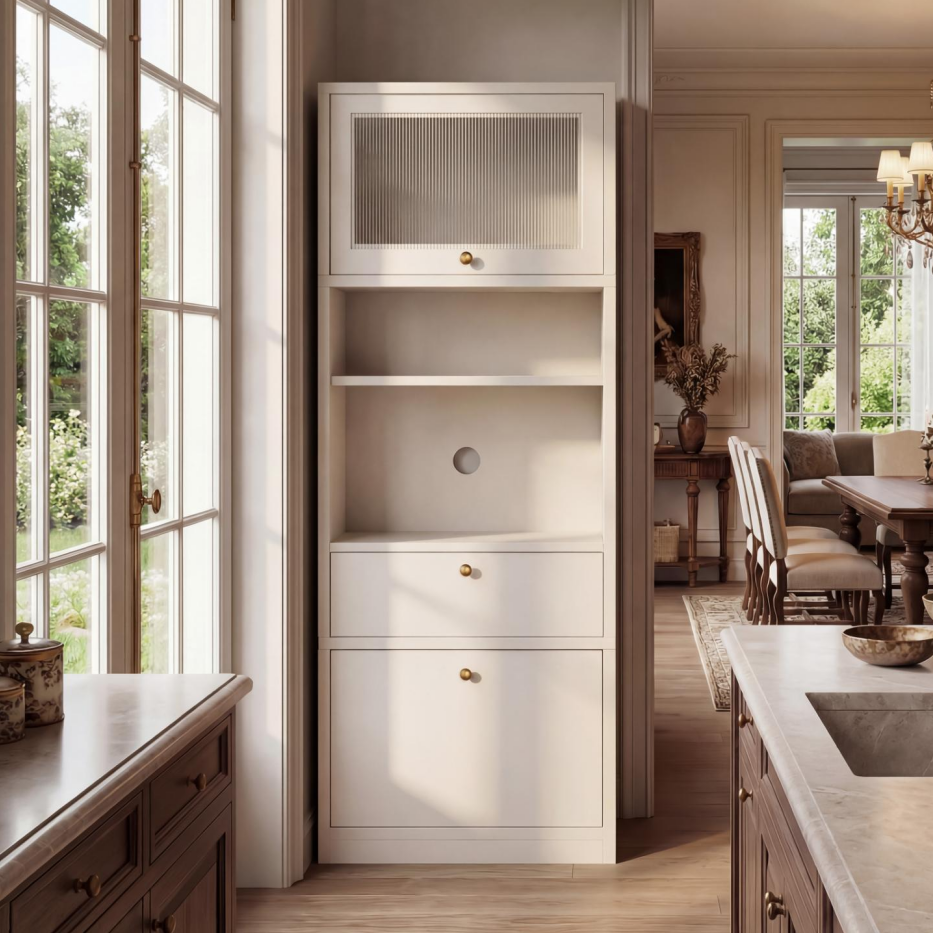 Tall Pantry Cabinet 71 Inch Freestanding Storage Cabinet With Doors And Shelves, Adjustable Shelves, Drawer & Anti-Tip Kit, E1-Grade Wood, Warm White For Kitchen Pantry, Bathroom Storage Cabinet