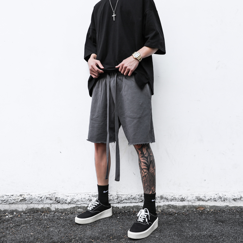 High Street Shorts Men'sBrand Terry Streamer With Raw Edges