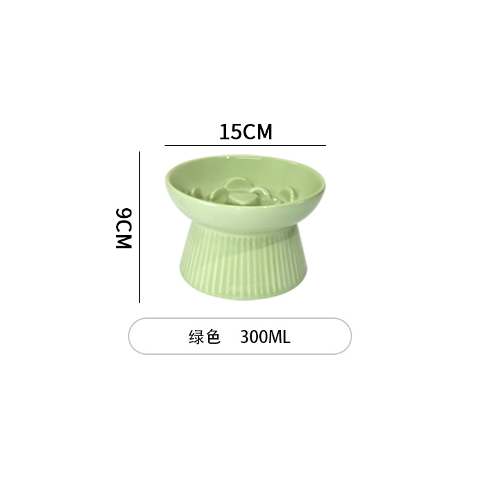 1Pc Raised Slow Feeder Cat Bowls Ceramic Elevated Cat Food Bowls Anti Vomiting Slow Feeder For Dog And Kitten For Dry And Wet Food 2