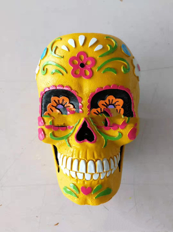 Day of the dead skeleton ornament succulents (yellow)