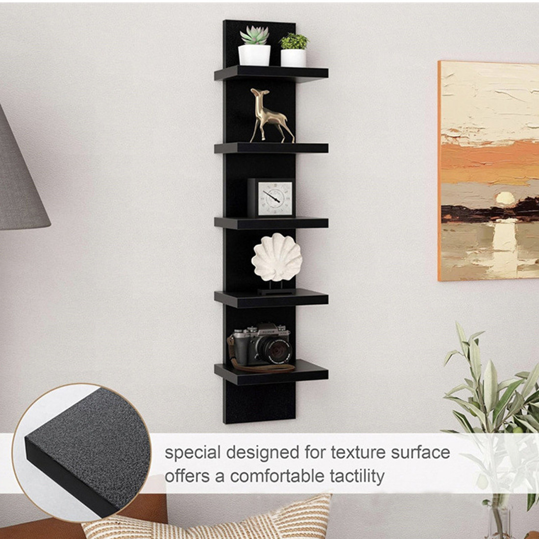 5 Tier Wall Shelf Unit Vertical Floating Storage Decorative — image 3
