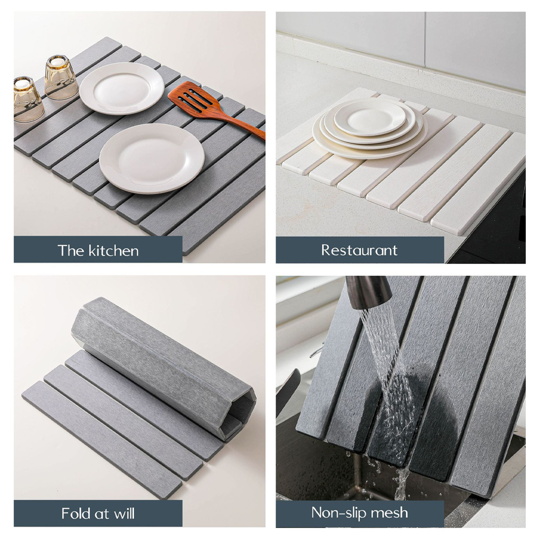 Foldable Diatomite Drying Mat Absorbent Draining Quick Dry Nonslip Pad — image 6