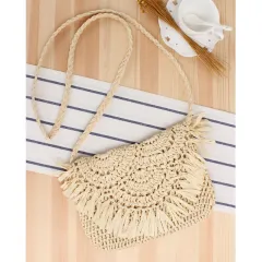 Woven Bag Casual Messenger Woven Bag Holiday Trendy Women's Beach Bag - Beige - View 1