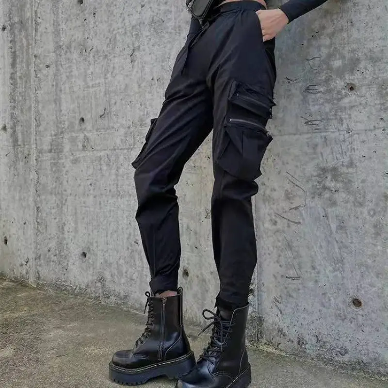 Women's Motorcycle Style Slim And Small High Waist Waistband Pants