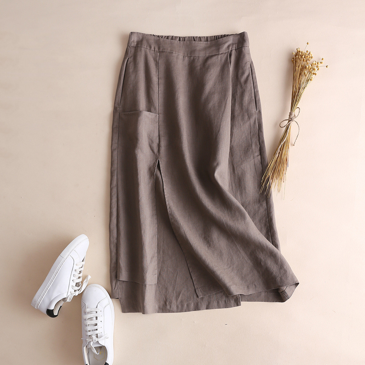 Women's Fashion Irregular Cotton Linen A-line Skirt