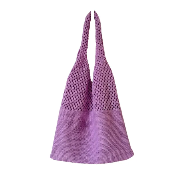 Knitted Retro Shoulder Bag Portable Large capacity Tote Pink - Shop at LoveMi