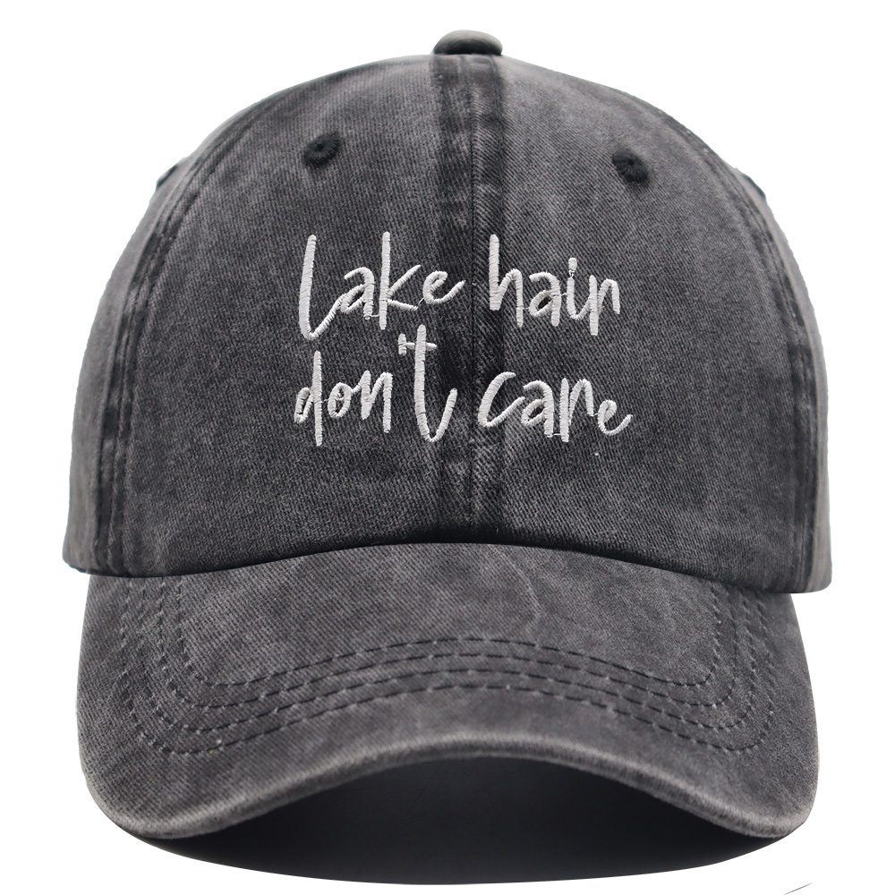 2pcs Lake Hair Washed Black Baseball Cap , Lake Hair Don't Care Embroidery Vintage Distressed Hat Summer Casual Lake Trip Hat — foto 6