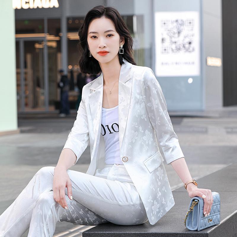 Women's Printed Satin Business Suit Jacket