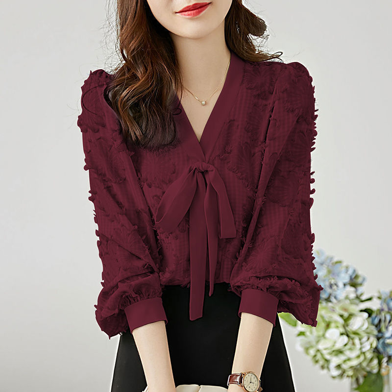 Title 1, Lantern Sleeve Chiffon Shirt Women