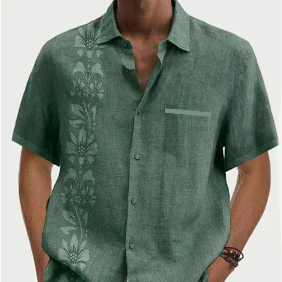 Men's Fashion Casual Print Short-sleeved Top Shirt