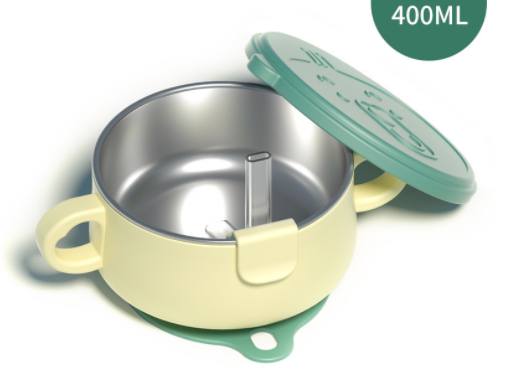 508ec8d3 4143 4fec af6c bf1f0d8d1f2f - Stainless Steel Cartoon Baby Side Food Bowl Double Ear Soup