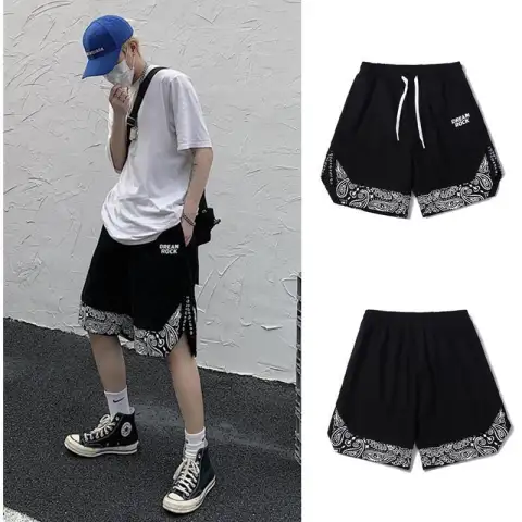 Head Cashew Flower Shorts Hip-hop Trend Loose Fake Two-piece
