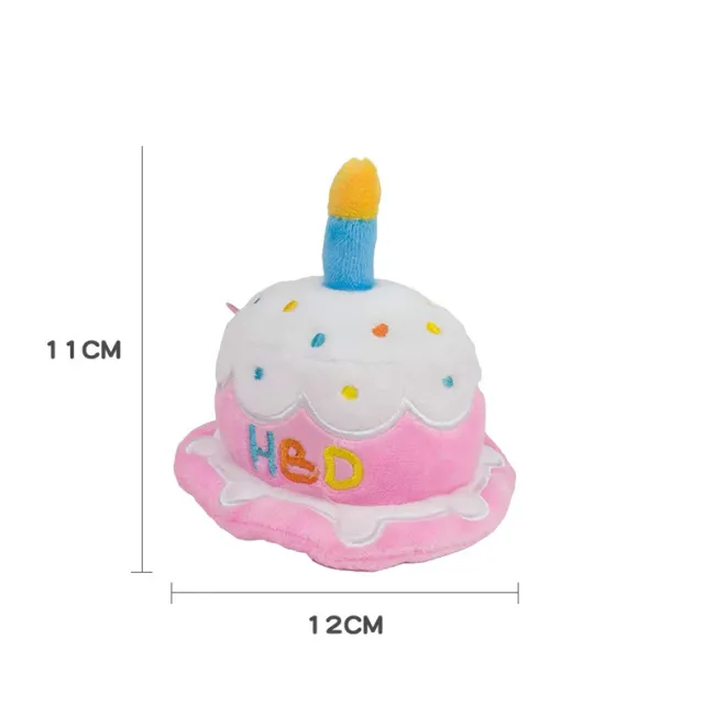 Cute And Creative Dog Cat Birthday Hat Plush Toy Chew Cake Hat - Shop at LoveMi