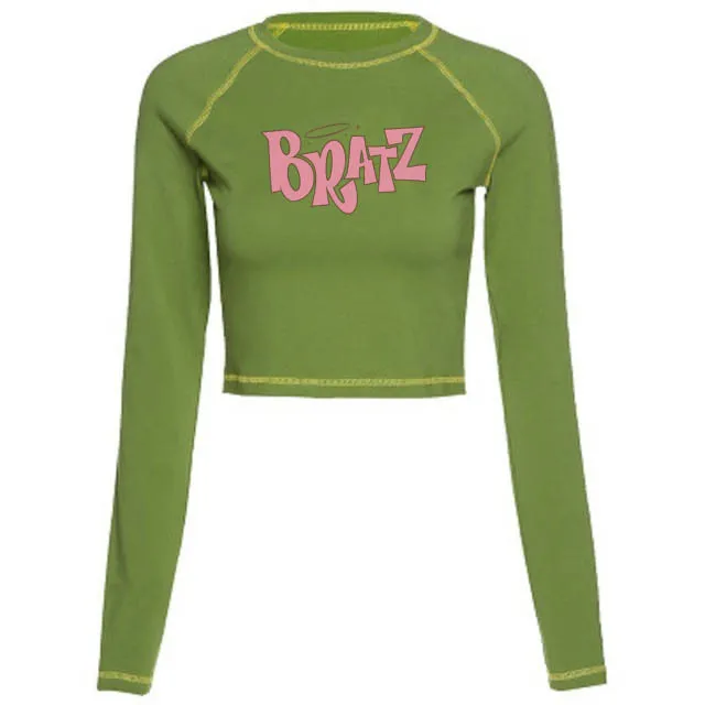 Female T shirt Y2k Vintage T shirt Street Goth T shirt Haraj 2Green - Shop at LoveMi