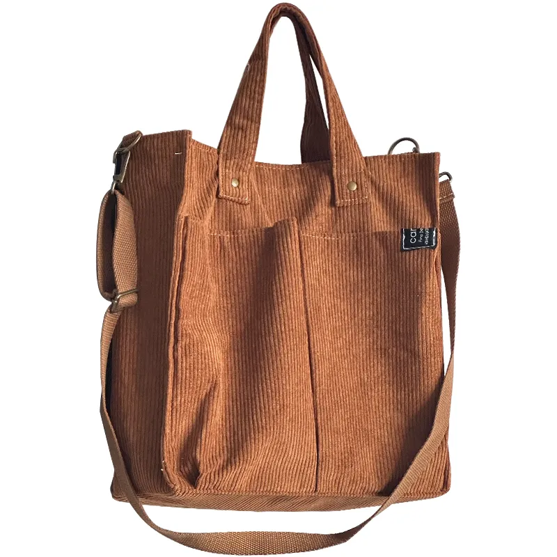 Corduroy Artistic Canvas Leisure Bag - Coffee