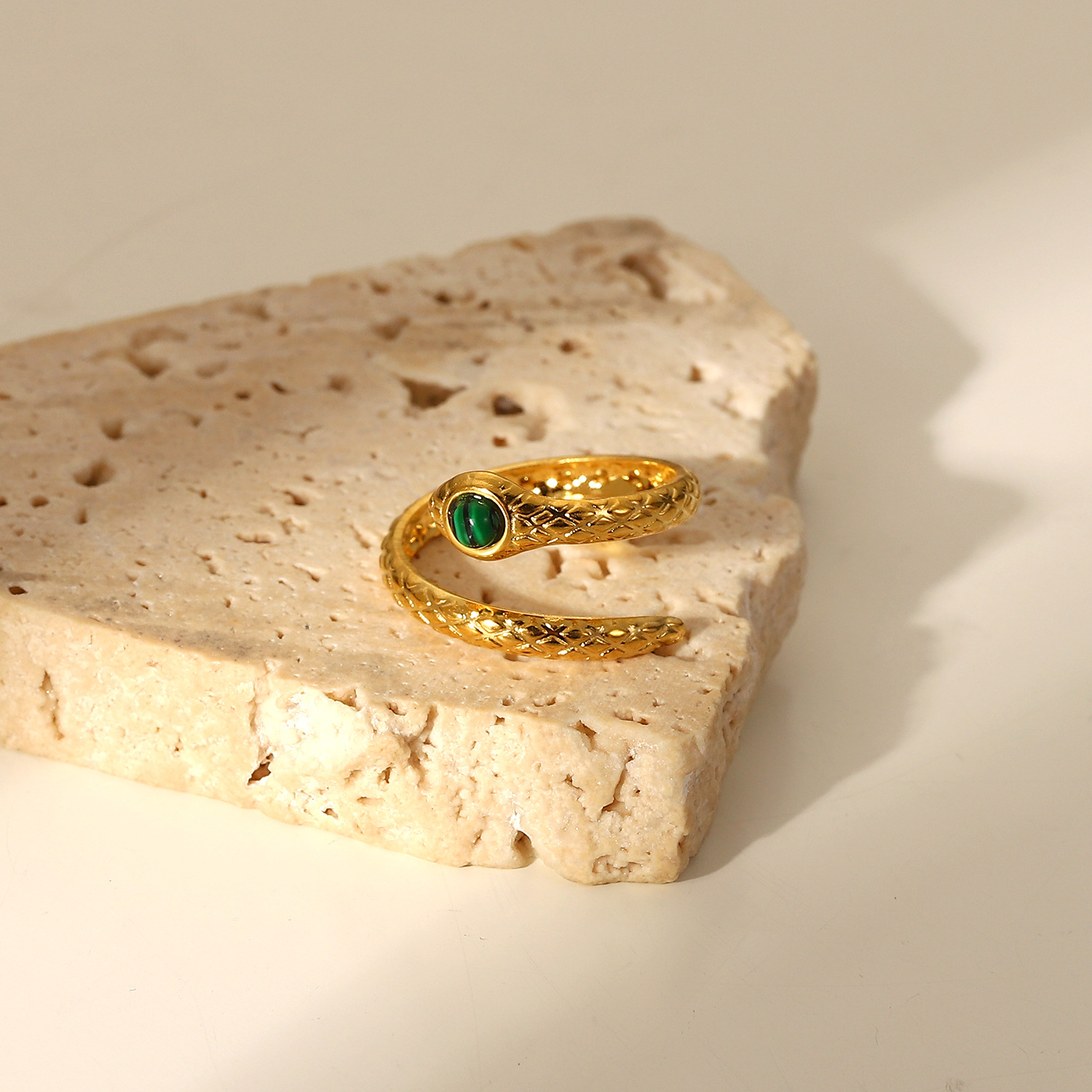 Women's New 18K Gold Plated Stainless Steel Snake Ring