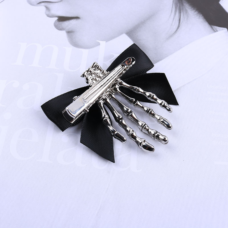 Personality Bow Skull Ghost Hand Claw Hairpin Headdress Retro Duckbill Black - Shop at LoveMi