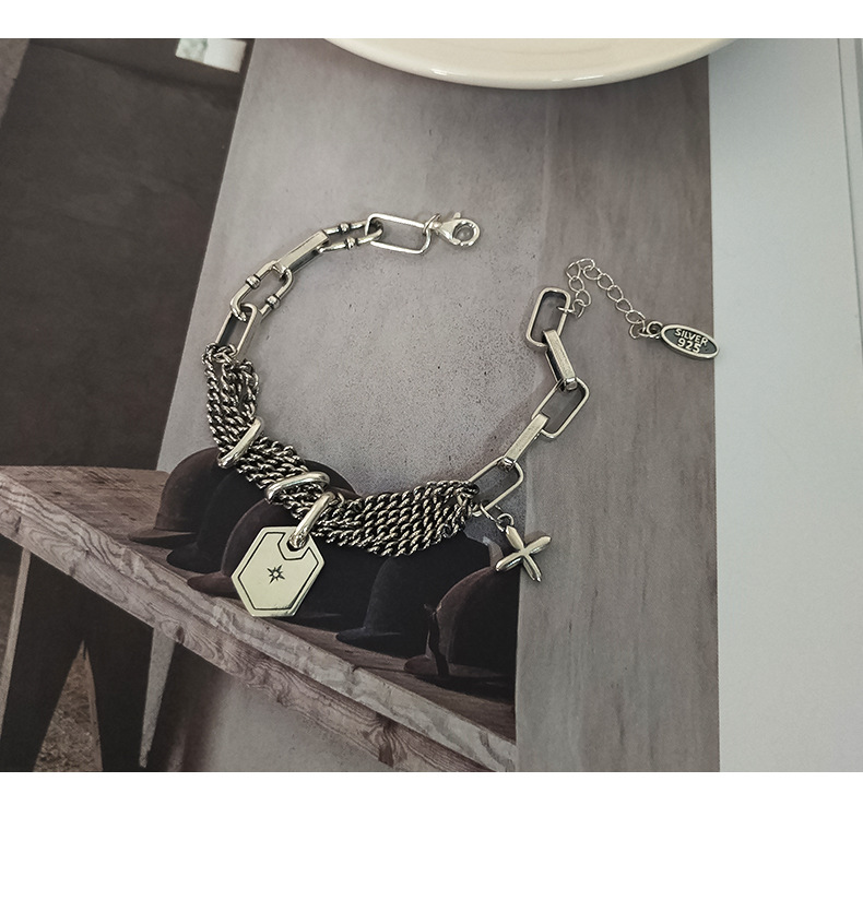Thai Silver Cross Heavy Industry Bracelet Female Fashion