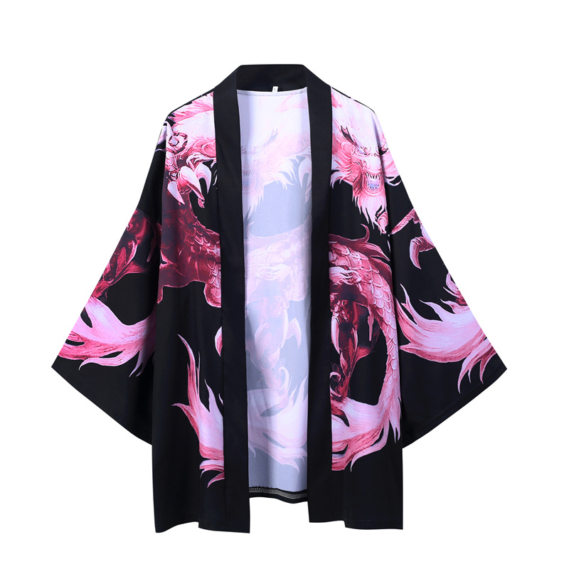Robe Male Red Yunlong Trend Seven-point Sleeve Handsome Shirt