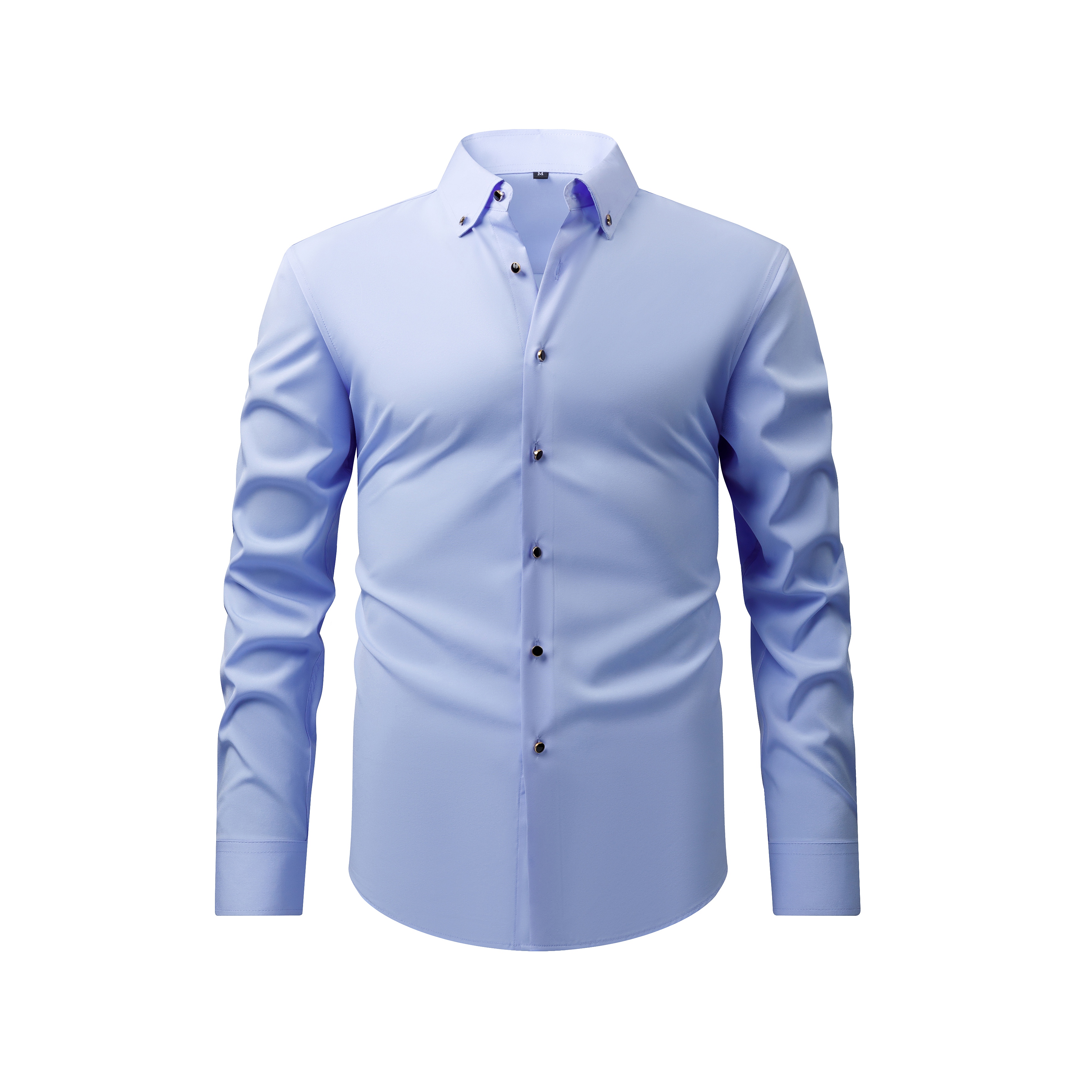 Men's Diamond Button Long Sleeve Shirt, Stretch Fabric, Spring & Autumn, Business Casual, Hot-selling Cross-border Foreign Trade New Top - thumbnail