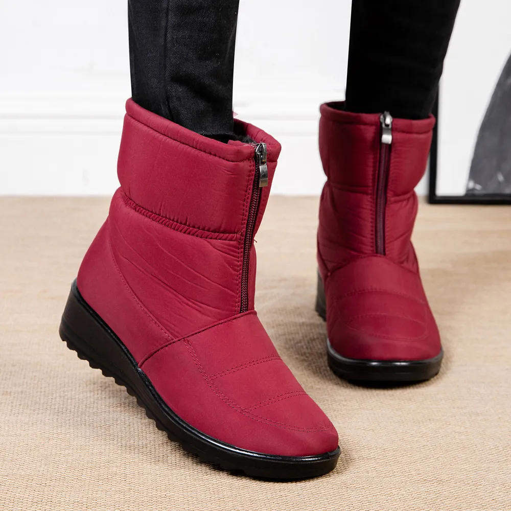 Winter Snow Boots For Women Warm Plush Platform Boots Shoes - Red