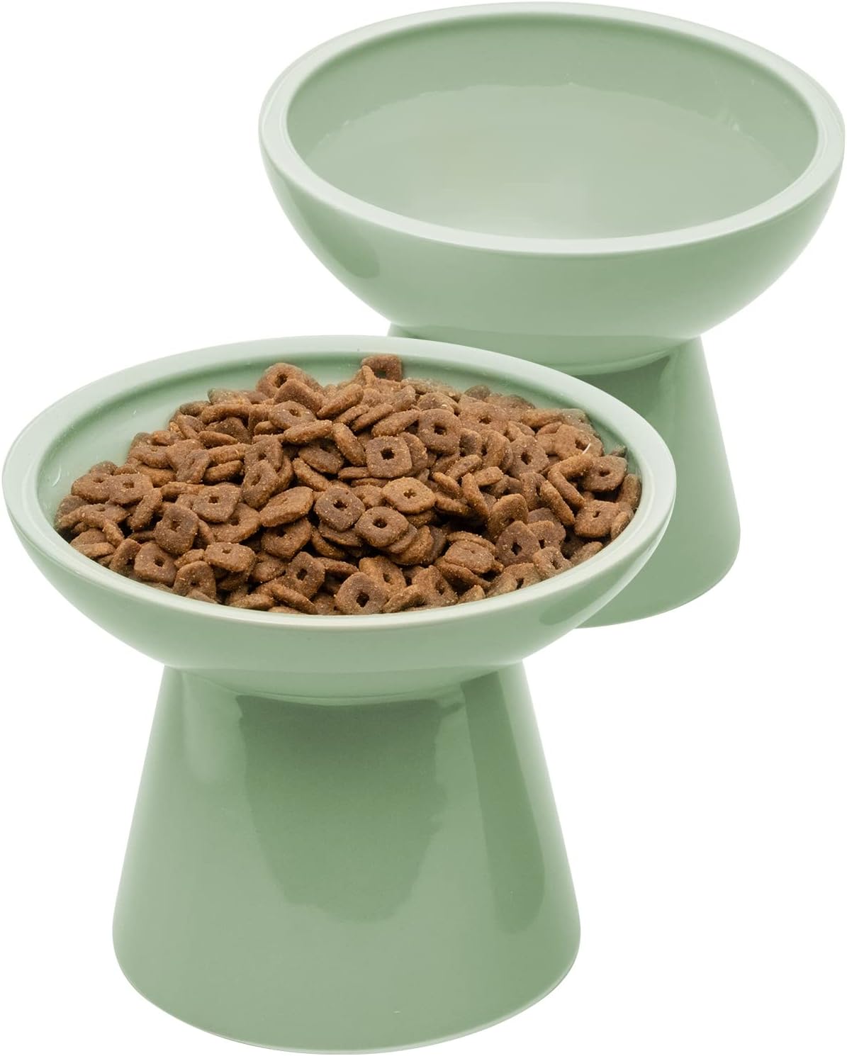 Extra Wide Elevated Cat Food Bowl Ceramic Cat Bowls For Food And Water Wide Shallow Cat Food Dish Whisker Fatigue Lead Cadmium Free Great Height For Cat