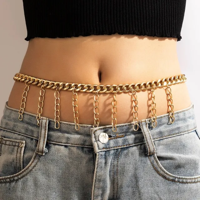 Punk Style Thick Chain Heavy Metal Tassel Gold - Shop at LoveMi