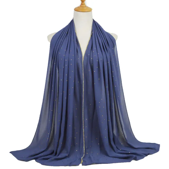 Chain Pearl Chiffon Hui Hood Denim Blue - Shop at LoveMi