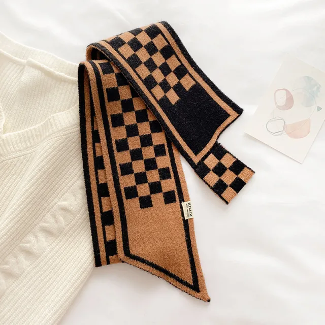 Advanced Sense Of Niche Design Knitted Scarf Black Coffee Color - Shop at LoveMi