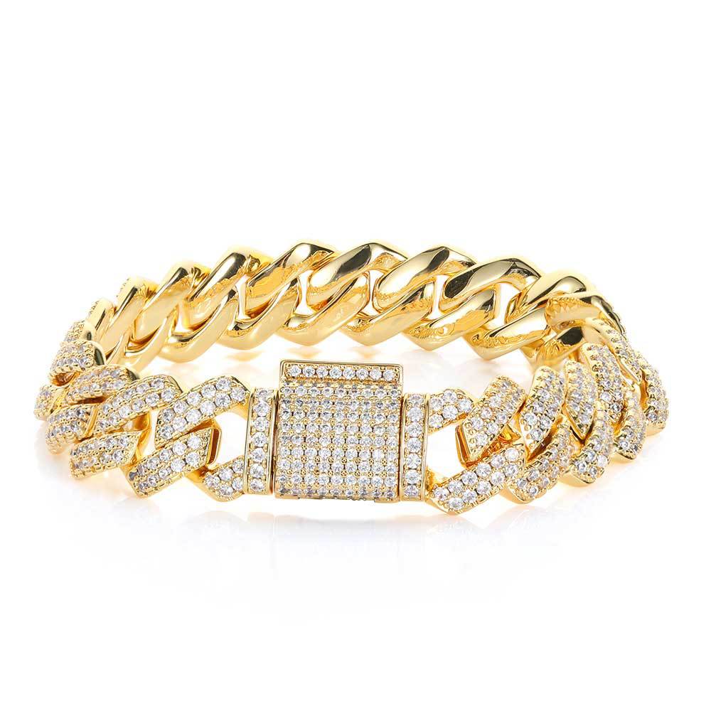 Zircon Encrypted Bar Hiphop Men's Bracelet