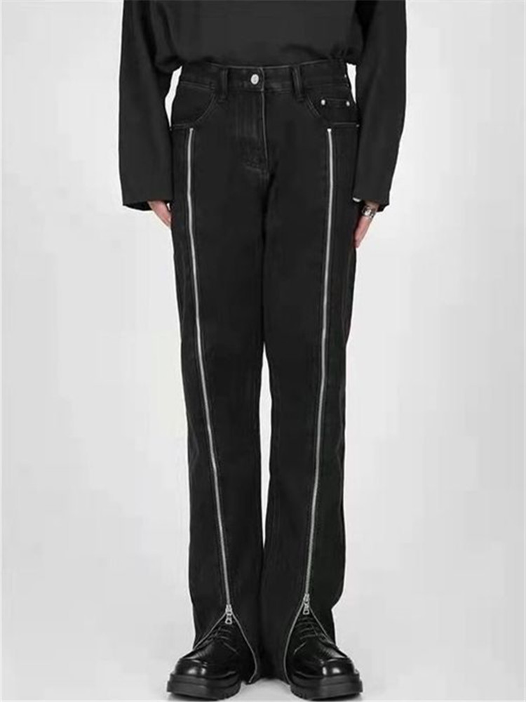 Women's Plus Size Zipper Design Niche Straight Jeans