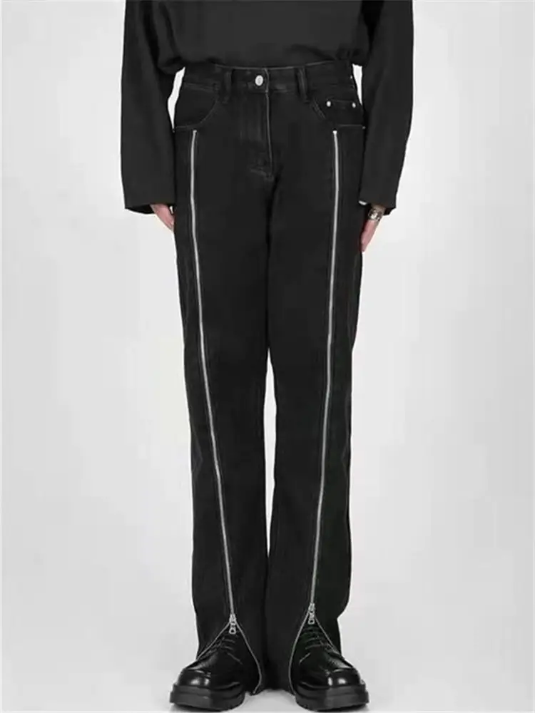 Women's Plus Size Zipper Design Niche Straight Jeans