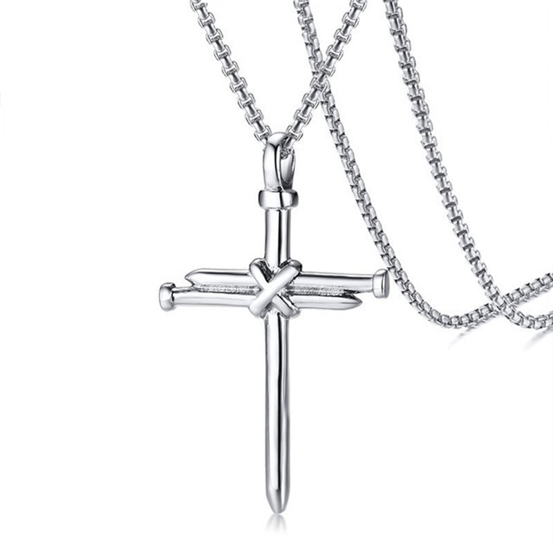 Hip Hop Stainless Steel Nail Cross Pendant Men Necklace