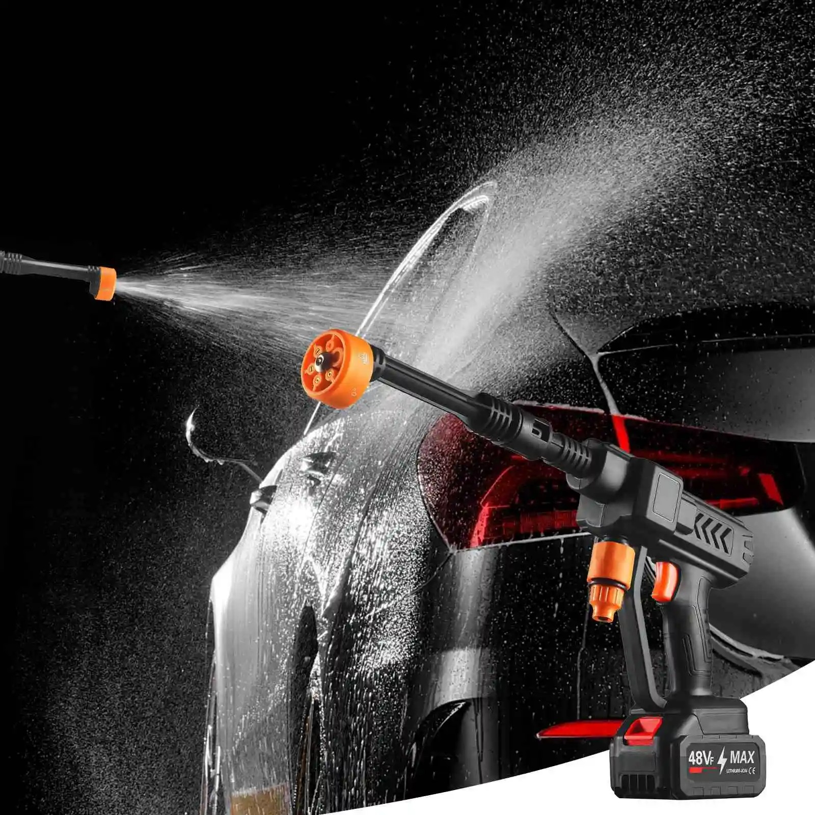21VCordless High-Pressure Car Washer With Spray Gun And 6-in-1 Nozzle Portable Washer For Cleaning And Watering Cars, Floors, And Gardens 4