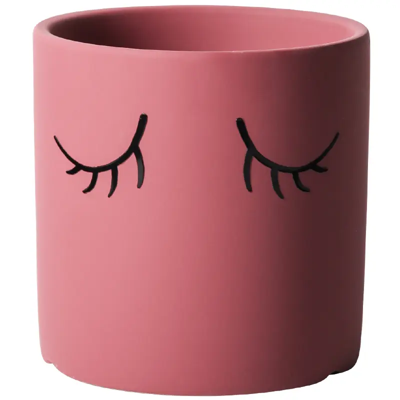 Ceramic Abstract Eyelashes Round Flower Pot Indoor Cactus Succulent Art Flower Pot